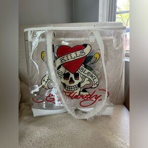 Ed Hardy Love Kills Slowly Clear Tote NWT